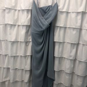 David’s Bridal dusty blue bridesmaid’s dress